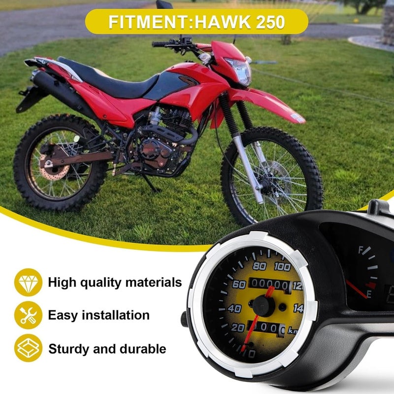 psler Speedometer for Hawk 250 - Motorcycle Speedometer Motorcycle Tachometer Dirt Bike Odometer Fuel Gauge for Hawk 250 Hawk 250CC,1 PCS - Image 2